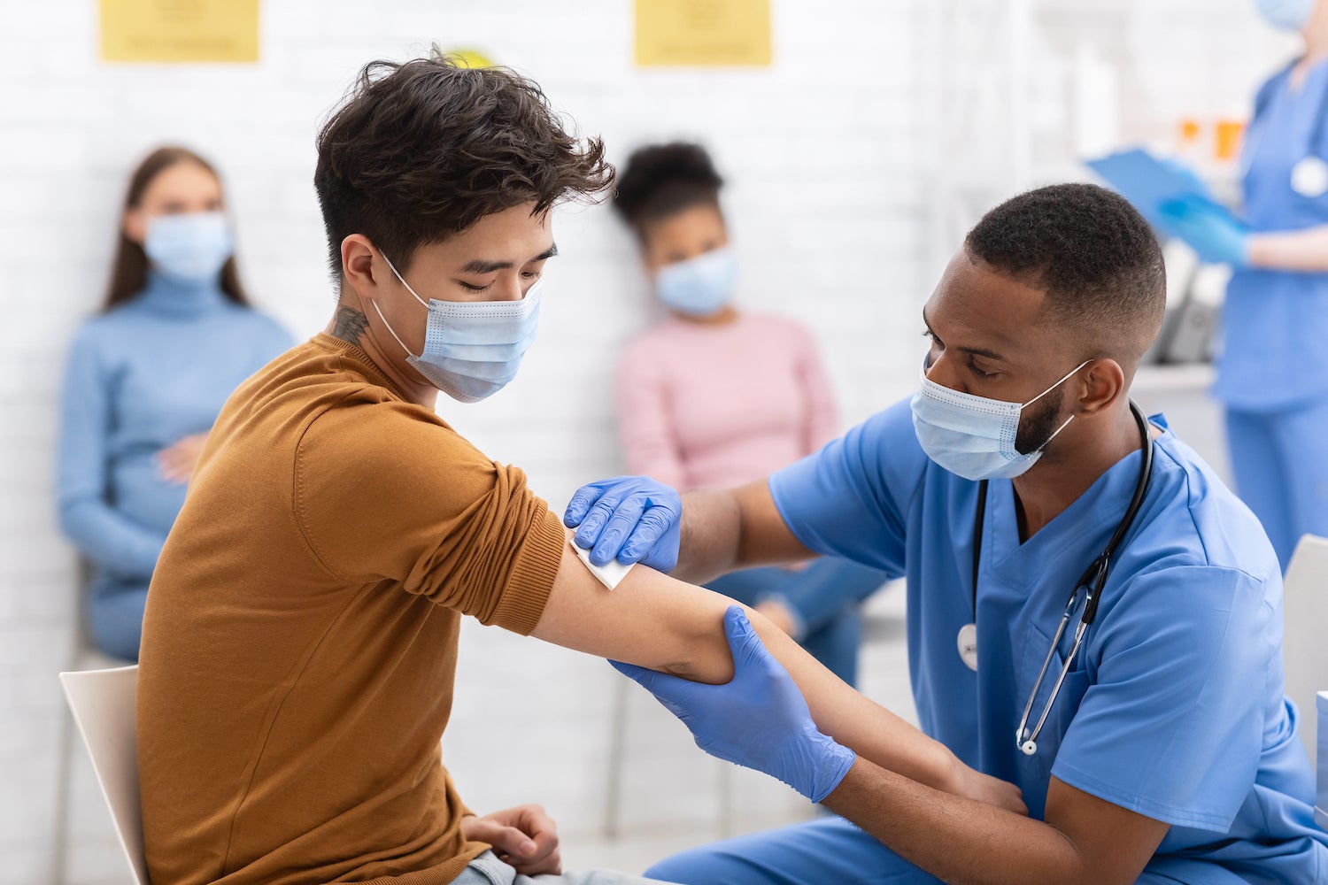 Healthcare worker administering care